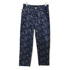 Lauren Ralph Lauren Navy Blue Sailboat Nautical Print Cropped Pants